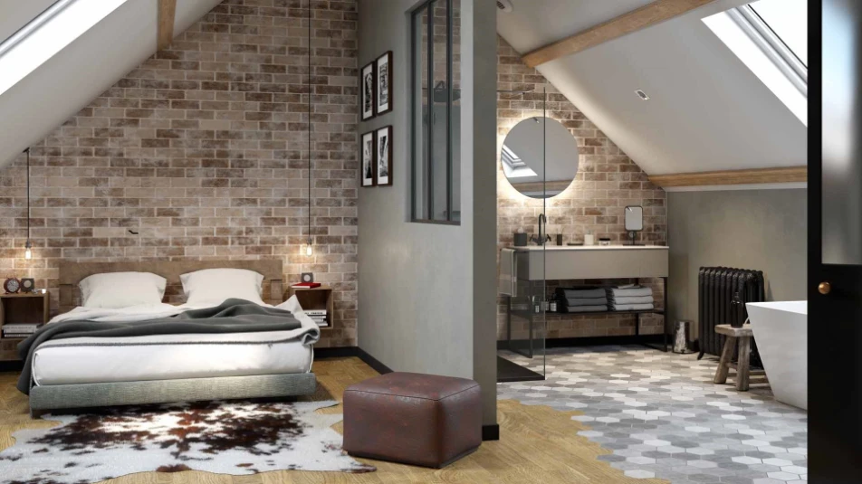 salle de bain ouverte dans chambre