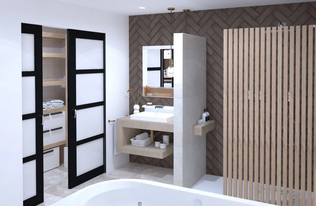 dressinng dans la salle de bain