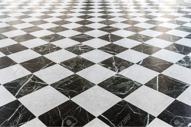 carreaux blanc et noir