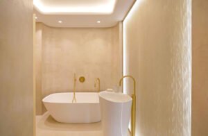 salle de bain beton cire beige