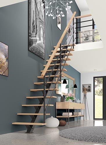 escalier bois et fer
