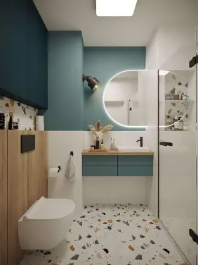 salle de bain en longueur plan