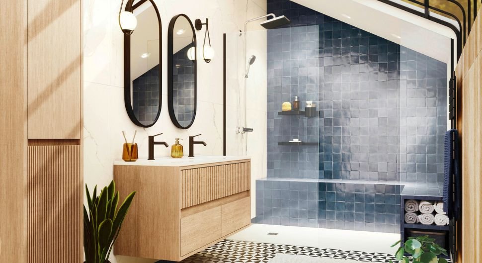 modèle salle de bain avec une système de chauffage