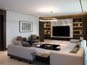 Meuble TV encastrable dans un salon moderne