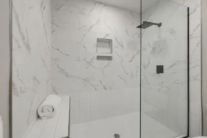 niche de douche encastrée carrelage gris moderne