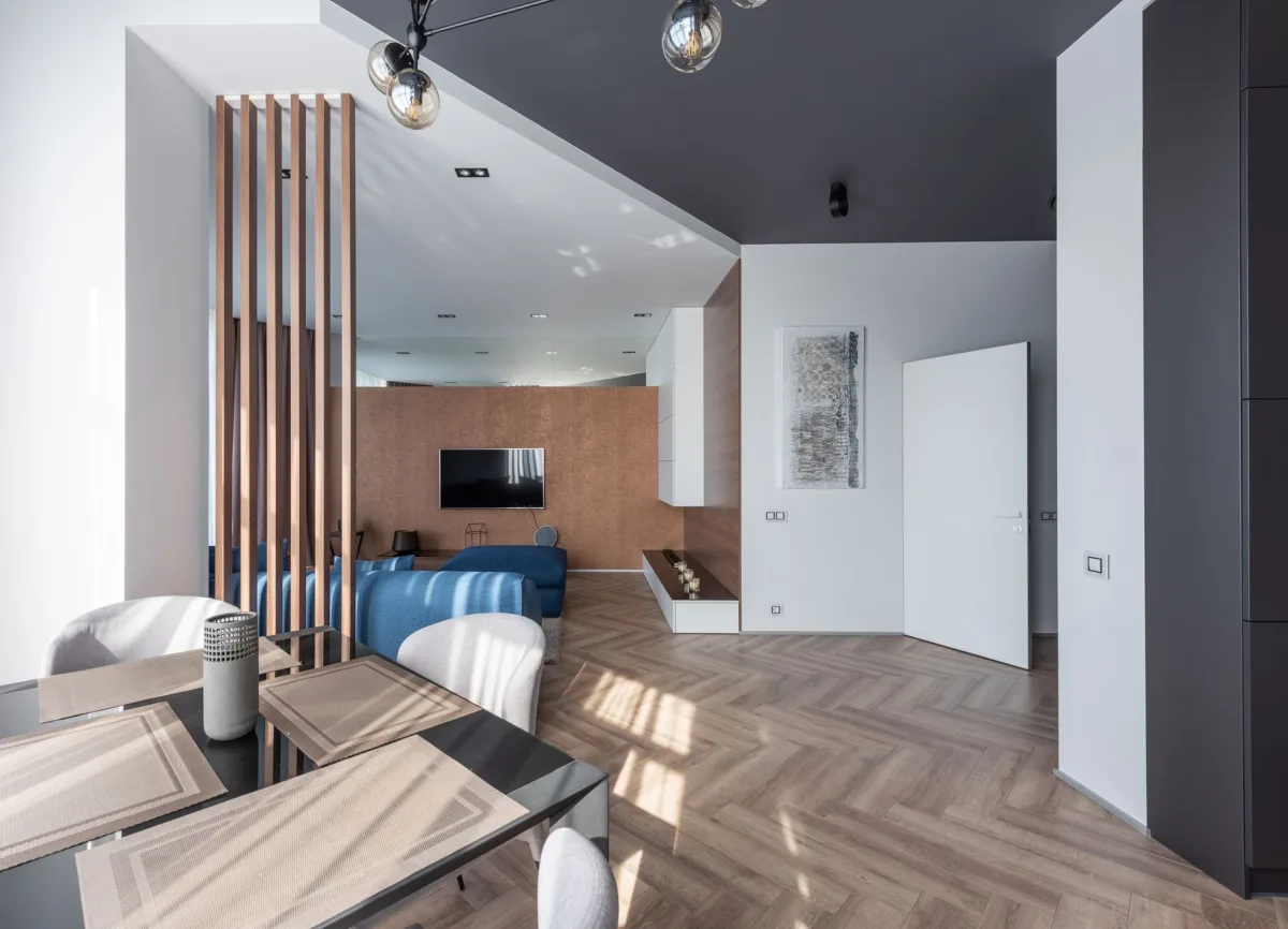 parquet point de Hongrie bois clair salon lumineux