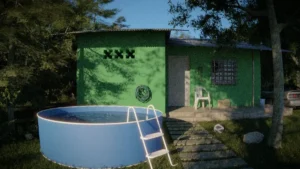 piscine hors sol bois ronde jardin