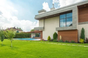 pool house moderne bois jardin piscine design