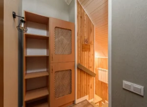 rangement sous escalier tiroirs bois blanc design