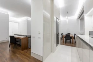 Salon et salle a manger dans la meme piece avec delimitation elegante