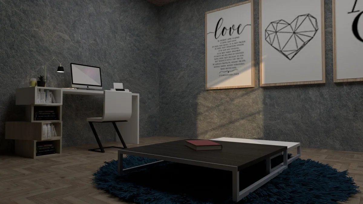 Table basse design organique dans un salon moderne 2026