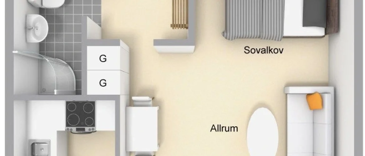 studio de 20 m²